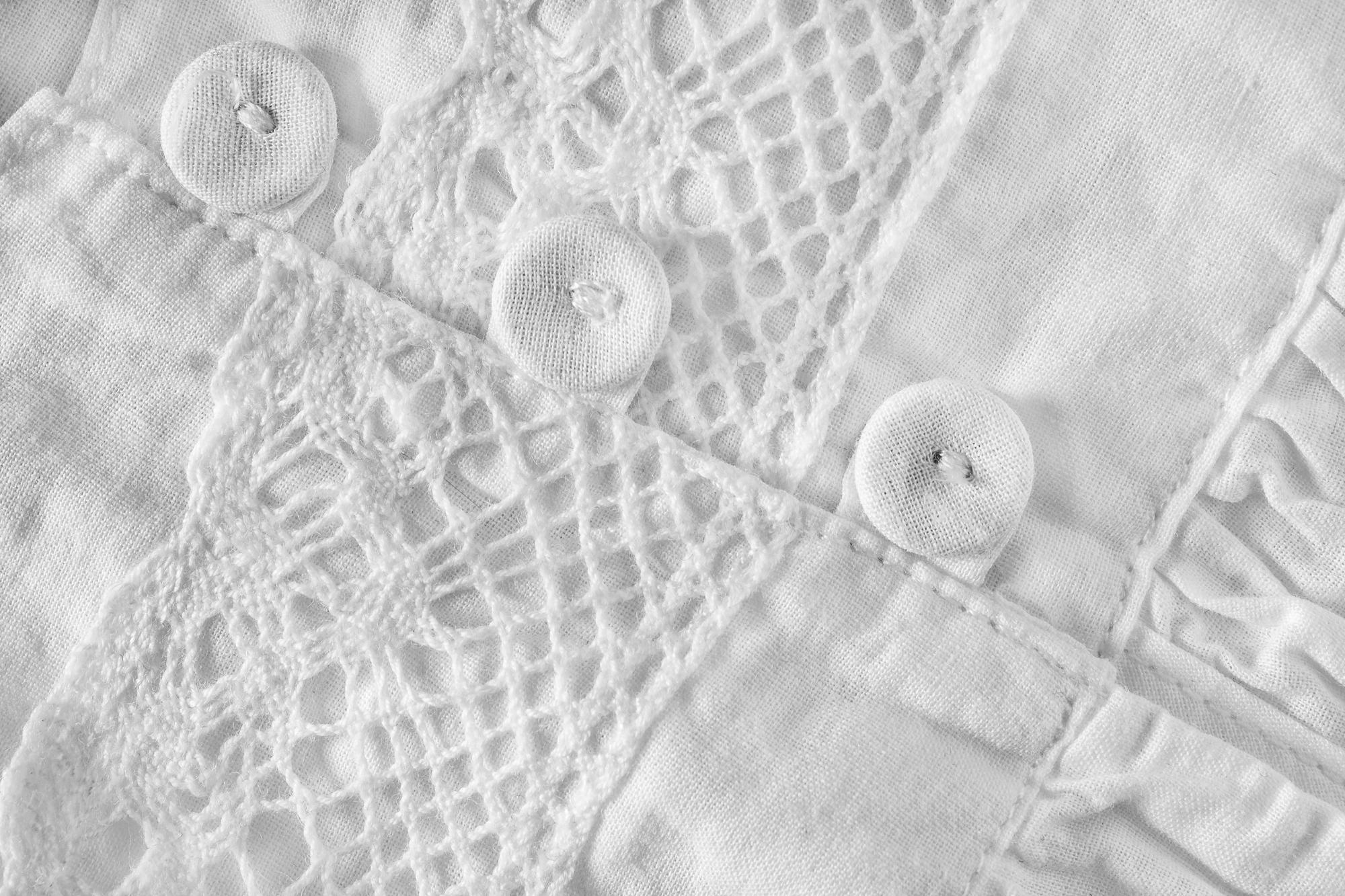 Hand-stitched motif on linen