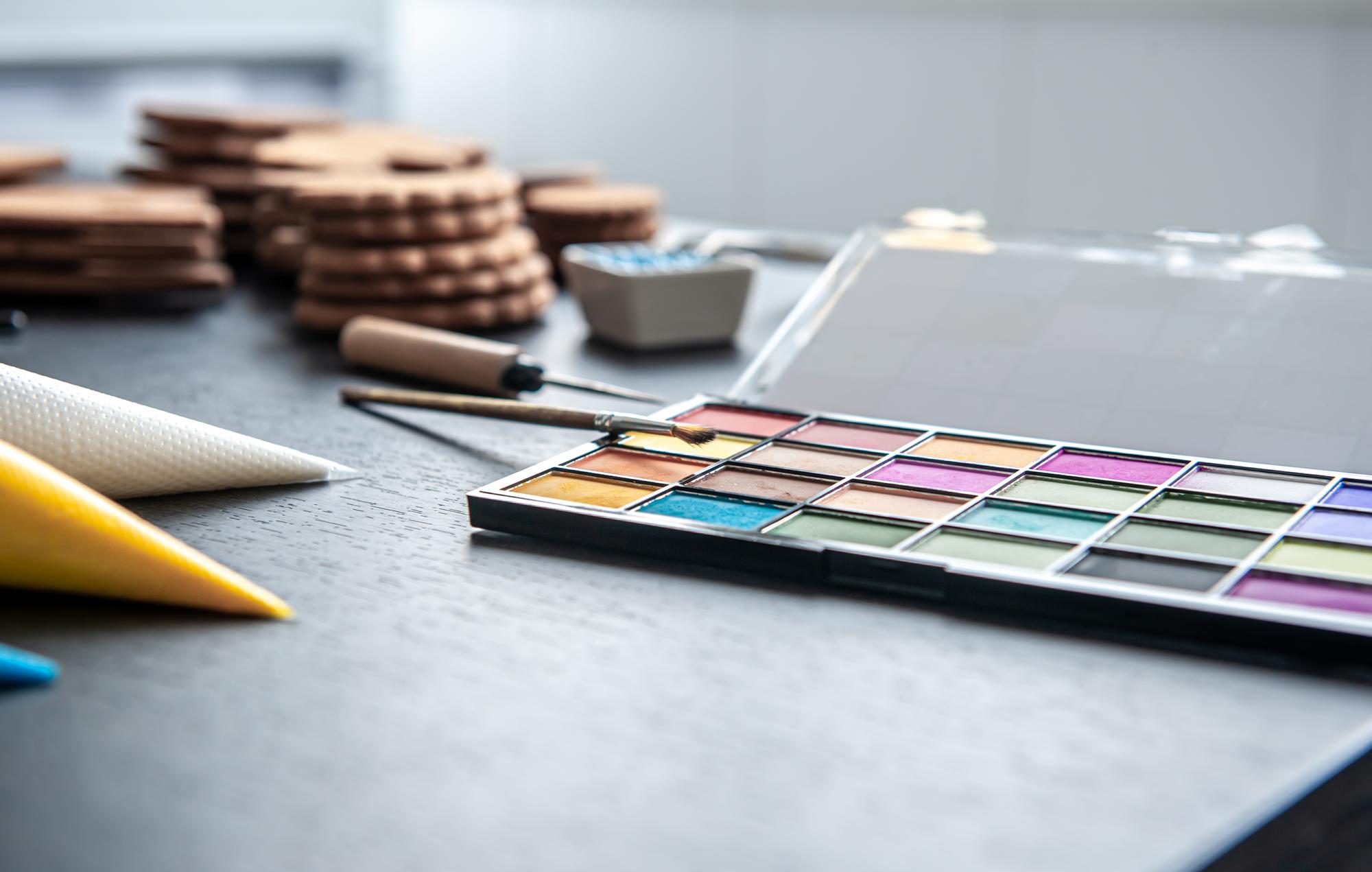 Consultation sketch and color samples on table